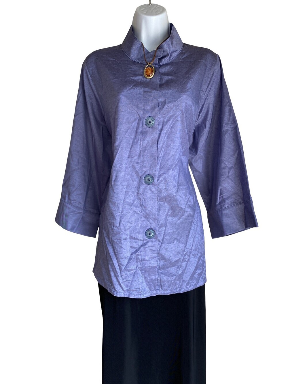 VTG Swing by Breeke Women's Plus 1X Tunic Blouse Button Up Purple Whimsigoth